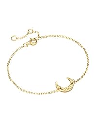 Dainty Chain Bracelet,Simple Delicate 14K Gold Plated Stainless Steel Cute Hammered Sister Link Bracelet Round Disc Pearl Moon Phase Bar Fashion Bracelets for Women