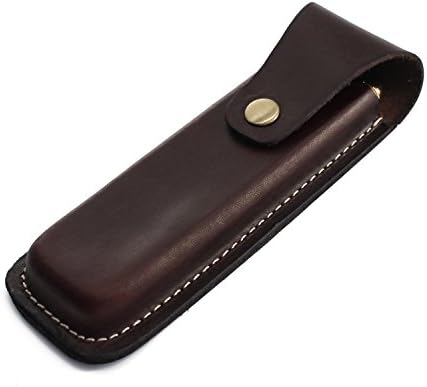 JoyToken Leather Pencil Case Business Pen Case Large Design for 3 Pens (Dark Brown)