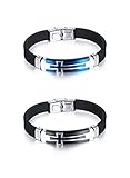 Ubeauty1999 Handmade Silicone Rubber Bracelet Band Stainless Steel Crucifix Cross Cuff Bangle Wrist Band Bracelet Religious Christian Jewelry