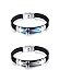 Stainless Steel Crucifix Cross Leather Bracelets Cuff Bangle Wrist Band Blacelet, Black/Blue (Black)