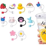 ABOOFAN 2Pcs Silicone Straw Covers - Reusable Drinking Straw Tips Lids Cute Straw Toppers
