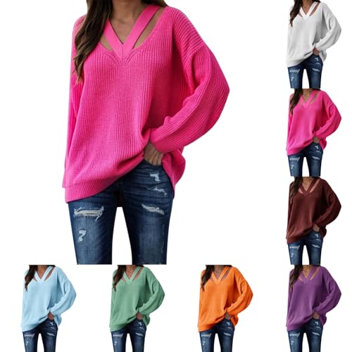 Ladies Sweaters Think Soft Essentials Printed Jumpers Trendy Long Sleeve V Neck Therml Tops Stretch Curved Hem Warm Loose Fit Pullover Pretty Knitted Polyester Pullovers Autumn Winter