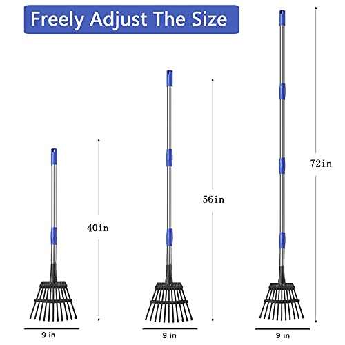 Garden Rake Leaf, 1" Diameter Pole & 6 FT Tall Stainless Steel Heavy