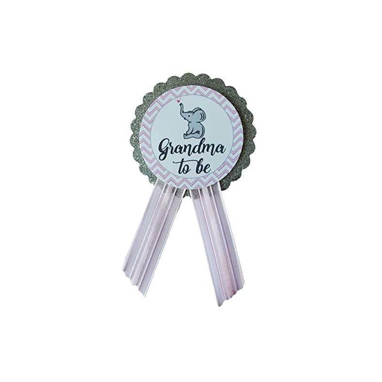 Grandma to Be Pin Elephant Baby Shower Pin for nona to wear, Pink & Gray, It’s a Girl Baby Sprinkle