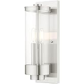 Livex Lighting 20722-91 Hillcrest - Two Light Outdoor Wall Lantern, Brushed Nickel Finish with Clear Glass