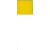 Swanson Tool Co FY15100 2.5-Inch by 3.5-Inch Marking Flags with 15-Inch Wire Staffs, Yellow, 100-Pack