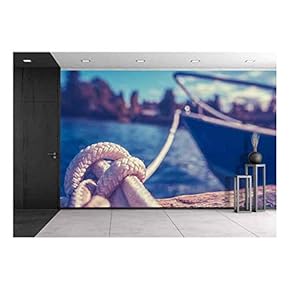 Retro Filtered Photo of a Luxury Yacht Tied to Pier - Removable Wall Mural | Self-Adhesive Large Wallpaper - 66x96 inches