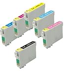 6 Pack Epson Ink Cartridges for Epson Stylus Photo R200, R220, R300, R300m, R320, R340, RX500, RX600, RX620 (T048- BK, C, M, Y, LC, LM), Office Central