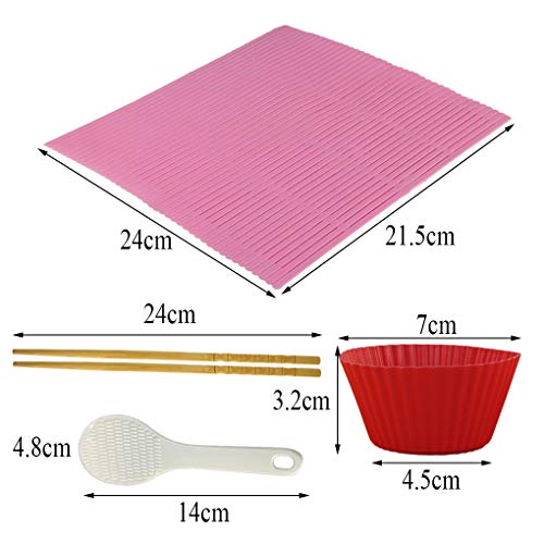 Yolyoo Sushi Kit Rolling Mats for Sushi Making 1x Rice Paddle, 6x Silicone Baking Cups and 2 Chopsticks
