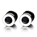 Mens Womens White Black Stud Earrings Steel Illusion Tunnel Plug Screw Back with 4MM Black Cubic Zirconia