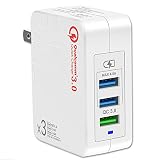Quick Charge 3.0 USB Wall Charger (3A Max.) with Dual 5V/2.4A USB Ports (Total 4A), Portable 38W QC3.0 USB Charger Power Adapter with Foldable Plug for iPhone XS/Max/XR/X/8/7/6s/Plus, iPad Pro/Air