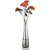 Hand-Made Blown Art Bud Glass Vase Glass Flower Vase Single Stem Vase Bud Vase Centerpieces Vases for Wedding Reception Dining Table Single Rose Flowers (Grey)