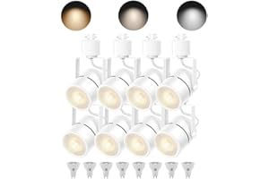 Bravsekai White 8PCS LED Track Lighting with Advanced Replaceable GU10 Bulbs, Switchable 3CCT(3000K/4000K/6000K) and Dimmable Brightness(20%-100%), Versatile Ceiling Spotlight Fixtures for Any Space