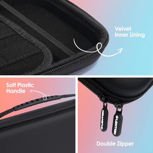 LENTION Capa para Switch 2 com Caixa de Proteção, Resistente à Água, Capa Rígida, Acomoda 10 Cartões de Jogo, Leve com Alça, Bolsa de Malha para Acessórios (Exclusivo para Switch 2, (Preto)