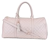 Women's Quilted Leather Weekender Travel Duffel Bag With Rose Gold Hardware - Large 22