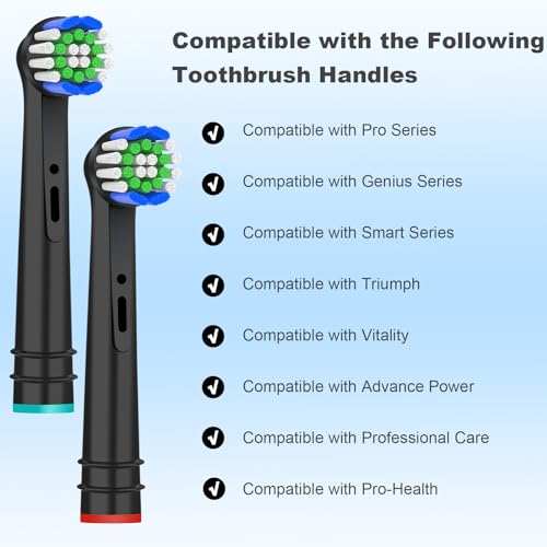 12 Pack Toothbrush Heads Compatible with Oral B Braun, Brush Heads Compatible with Oral B Vitality Pro/Smart/Genius/Pro 1 Series Electric Toothbrushes (Black)