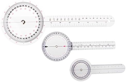 Nankod 3pcs/set Plastic 360 Degree Goniometer Angle Protractor Ruler Measure Medical