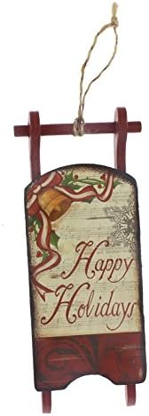 Impressive Enterprises 6" Primitive Ornament - "Happy Holidays" sled