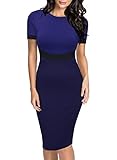 Miusol Women's Official Scoop Neck Optical Illusion Business Pencil Midi Dress