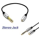 ATC Aluminum 30cm/12inch Golden Plated Metal Stereo 6.35mm 1/4" TRS Male to 3.5mm 1/8" Female Jack Plug Socket Headphone Headset Converter Cable Adapter Connector