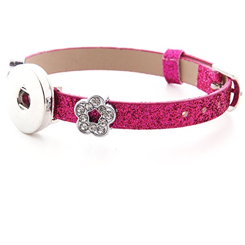 Ginooars Pack of 10 Colors Artificial Leather Snap Base Bracelets for 18mm Ginger Snap Charms