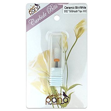 PANA 3/32" Shank Size Professional USA - Smooth Top Large Barrel White Ceramic Bit 2X Coarse Grit - Nail Drill Bit for Dremel Machine
