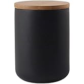 MilkyWay Food Storage Jar Ceramic Canisters With Airtight Seal Lid 27oz | Durable Ceramic Material, Airtight Bamboo Lid, Modern Damp-Proof Design, Ideal For Coffee And Tea(Black(M: 27oz/800ml))