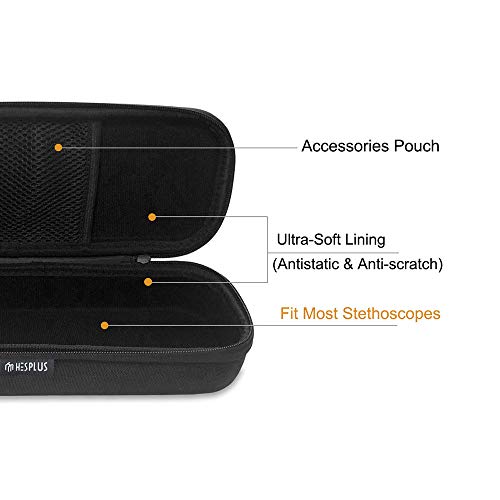 HESPLUS Storage Travel Case for 3M Littmann Classic III Stethoscope, Lightweight II S.E, Cardiology IV Diagnostic, MDF Acoustica Deluxe Stethoscopes