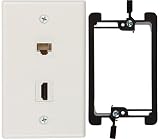 Buyer's Point HDMI and Cat6 Ethernet RJ45 Wall Plate [UL Listed], with Single Gang Low Voltage Mounting Bracket Device (White Kit)