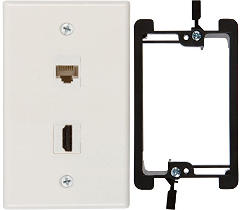 Buyer's Point HDMI and Cat6 Ethernet RJ45 Wall Plate [UL Listed], with Single Gang Low Voltage Mounting Bracket Device (White Kit)