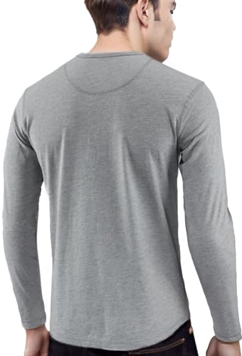 HETHCODE MEN’S CASUAL SLIM FIT LONG SLEEVE BASEBALL WORKOUT ACTIVE SPORTS GYM HIKING HENLEY T SHIRTS H.GRAY/S.GREEN XL