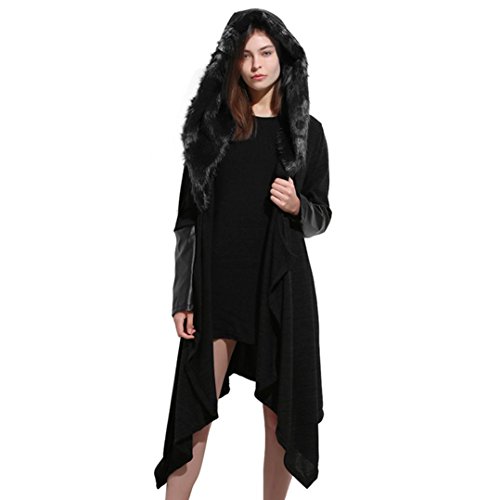 Women Coat New Hot Sale Fashion Christmas Women Solid Stitching Long Sleeve Faux Fur Panel Hooded Plus Size Blouse Coat by Neartime (4XL, Black) Reviews