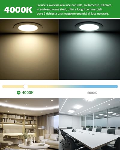 HOMEOW 12 x Recessed LED Spotlights for Plasterboard, 220 V 7 W 4000 K Natural Light LED Spotlights for Recessed Interior, IP44 Spotlight for Bathroom, Diameter 118 mm, Hole Diameter 95-110 mm