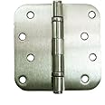 Hinge Outlet Exterior Satin Nickel Ball Bearing Hinges 4 inch with 5/8 Inch Radius, 2 Pack