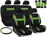 OxGord Car Seat Cover - Green Black fits Car, Truck, Van, SUV - Full Set
