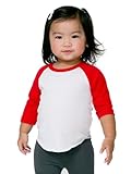 American Apparel Infant Poly-Cotton 3/4 Sleeve Raglan White/Red