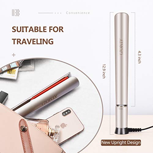Flat Iron Hair Straightener, ATMOKO 2 in 1 Ceramic Tourmaline Flat Iron Straightener and Curler for All Hair Types, 15S Heats Up & Adjustable Temperature (250-450F)