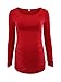 Jinson Women's Motherhood Maternity Tunic Tops Mama Clothes Flattering Side Ruching Long Sleeve Scoop Neck Pregnancy T-Shirt Red XL