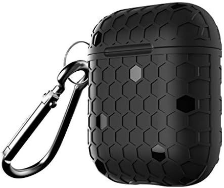 DEALPICK AMZY WIWU Original Luxury Soccer Pattern Earphone Cover for AirPods Silicone Case Cover Protective Skin - 1 Piece Deep Black