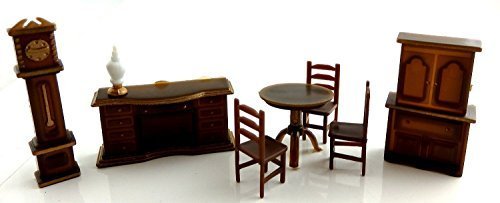 Dollhouse Miniature 1:48 Scale Plastic Dining Room Furniture Set Suite