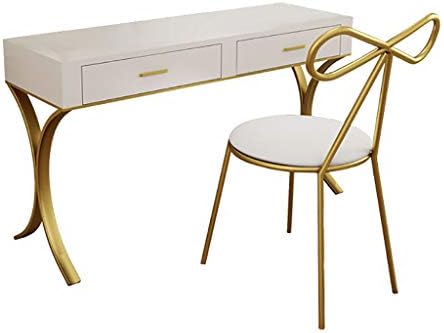 YZQAH Barstools Iron Bow Tie Chair Backrest Dresser Makeup Golden Frame Single Dressing (Size : B)