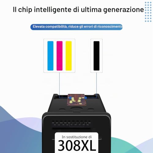 308XL Multipack Cartridges for HP 308 Replacement for HP 308 Cartridges Black and Colour for HP Envy 6120e 6122e 6130e 6132e 6520e 6530e 6532e 6110e (1 Black & 1 Colour)