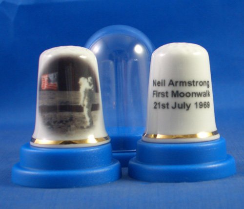Porcelain China Thimble -- First Ever Moonwalk