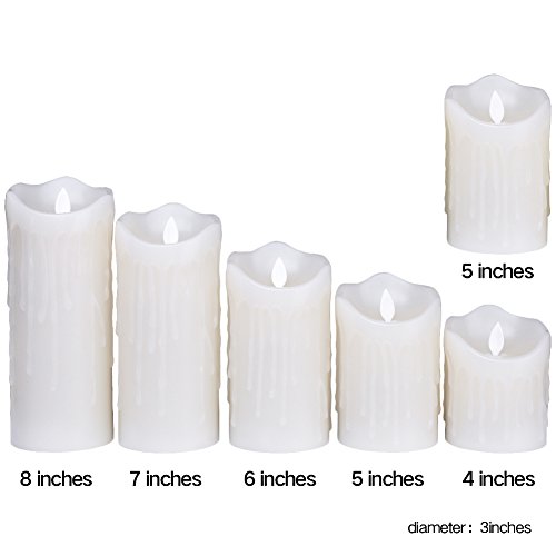 Flameless LED Candles Real Drip Pillar Wax with Timer and 10-key Remote for Wedding,Votive,Yoga and Decoration SET OF 6