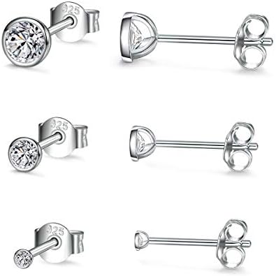 16g ピアス シルバー925 セカンドピアス ジルコニア採用 ファーストピアス 金属アレルギー対応 シンプル 3組セット（2mm / 3mm / 4mm） レディース メンズ 人気 両耳用 アクセサリー ジュエリー プレゼント
