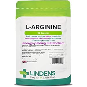 Lindens L-Arginine 500mg Capsules - 90 Pack - an Amino Acid Supplement in an Easy to Swallow, Rapid Release Capsule - UK…
