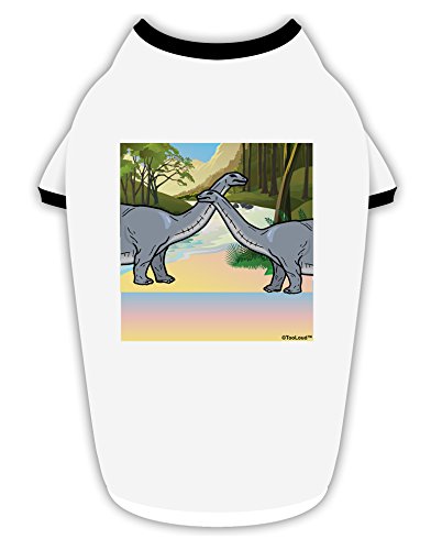 TooLoud Diplodocus Longus - Without Name Cotton Dog Shirt White with Black Large