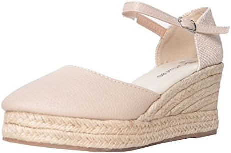 SHU CRAZY Womens Ladies Faux Leather Ankle Buckle Strap Low Wedge Heel Fashion Espadrille Sandals Shoes - O90