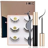HSBCC 2019 Upgraded Magnetic Eyeliner and Lashes Magnetic Eyelashes Kit False Lashes 3 Style with Tweezers