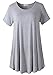 LARACE Women Short Sleeves Flare Tunic Tops for Leggings Flowy Shirt (1X, Light Gray)